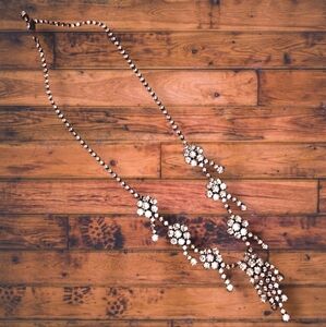 Elegant Vintage Old Hollywood Cocktail Statement Necklace With Rhinestones